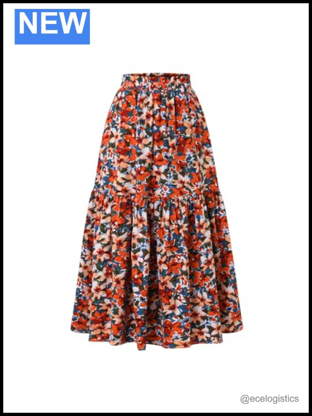 Women's Pleated A-Line Midi Skirt Polyester Spandex Elastic Waist